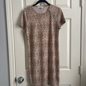Michael Kors Tan and White Patterned Dress